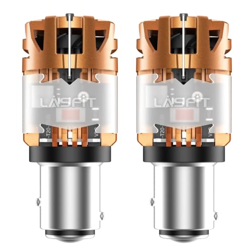 LASFIT D2 1157 LED Bulbs Red with Built-in Resistor Brake Tail Lights CanBus-Ready Rear Turn Signal Light Anti Hyper Flash Error Free, Pack of 2