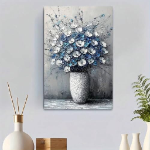 Peinture 50x70cm InternalFrame vase bleu et blanc affiche murale premium - 3