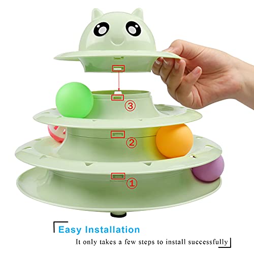 UPSKY Rolo de brinquedo para gatos de 3 níveis com seis bolas coloridas interativas para gatinhos di