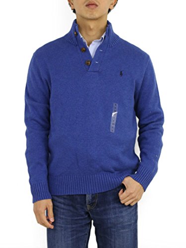 (ポロ ラルフローレン) POLO Ralph Laurenメンズ コットン モックネック ボタン セーター 無地 ワンポイント 0102381-L-SHALEBLUEN [並行輸入品]