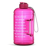 Motivational Water Bottle with Time Marker & Hourly Hydration Measurements – BPA Free & Non Toxic Large Sports Fitness Bottle Jug with Wide Mouth – Ensure You Drink Enough Water (Pink)