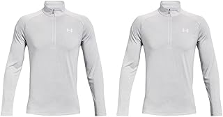 Under Armour Men's Tech 2.0 1/2 Versatile Warm Up Top, Halo Gray/White, M UK & Men's Tech 2.0 1/2 Versatile Warm Up Top for Men Light and Breathable Zip Up Top Working Out, Halo Gray/White, L UK