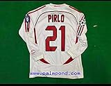 TRIKOT ZA Andrea Pirlo Milan White Retro Long Sleeve Trikot Size L Match Detail FINAL Athens 2007