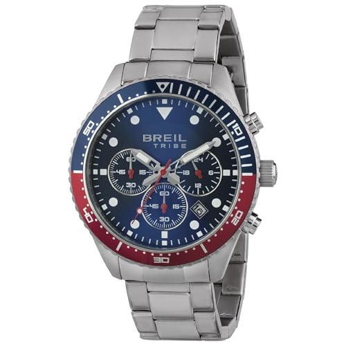 BREIL, Colección Sail, Reloj para Hombre, Cronógrafo para Hombre de Acero, Movimiento de Cuarzo, Esfera Azul y Roja, Esferas e Índices Luminosos, Cierre de Buzo, Caja de 42 mm, Plata-Azul-Rojo BREIL, Colección Sail, Reloj para Hombre, Cronógrafo para Hombre de Acero, Movimiento de Cuarzo, Esfera Azul y Roja, Esferas e Índices Luminosos, Cierre de Buzo, Caja de 42 mm, Plata-Azul-Rojo