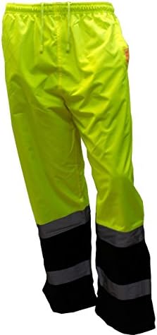 New York Hi-Viz Workwear WP0212 Insulated thermal lined Waterproof Rain Pants Over Trousers (Lime, Extra Large)