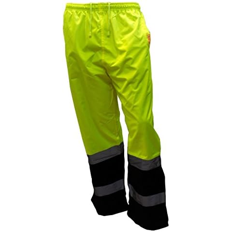 New York Hi-Viz Workwear WP0212 Insulated thermal lined Waterproof Rain Pants Over Trousers (Lime, 2X) Cover