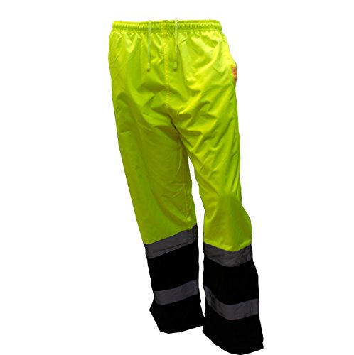 New York Hi-Viz Workwear WP0212 Insulated thermal lined Waterproof Rain Pants Over Trousers (Lime, Extra Large)