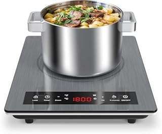 VBGK Portable Induction Hob, 1800W Single Induction Hob with LED Touch Display, 10 Power & Temperature Settings, 3-Hour Timer, Safety Child Lock