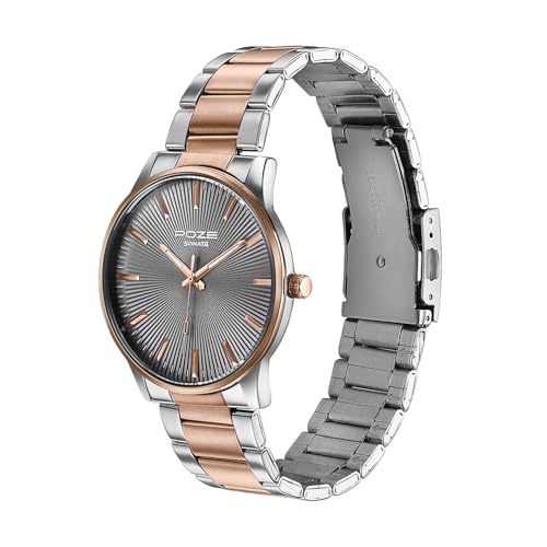 Image of Sonata Poze 8 Quartz Analog with Grey Dial IP Rose Gold Stainless Steel Strap Watch for Men - SP70053KM02W