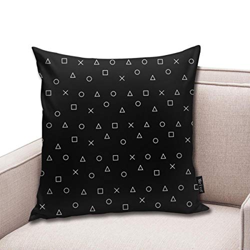 ZFENGYYUAN Black gaming pattern gamer design playstation controller symbols Home Decorative Throw Pillow Case Cushion Cover for Gift Home Couch Bed Car 18" x18" - Image 2