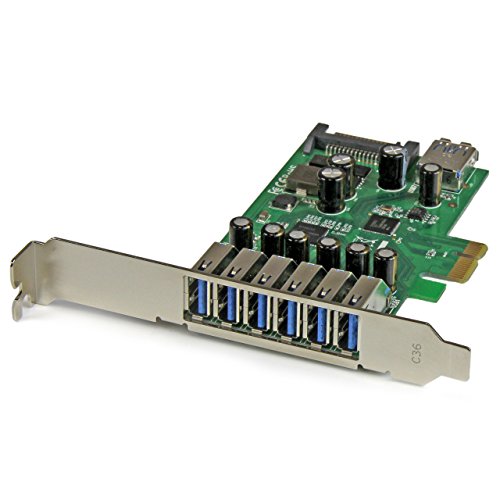 StarTech.com 7 Port PCI Express USB 3.0 Card - Standard & Low-Profile - SATA Power - UASP Support - 1 Internal & 6 External USB 3.0 Ports (PEXUSB3S7)
