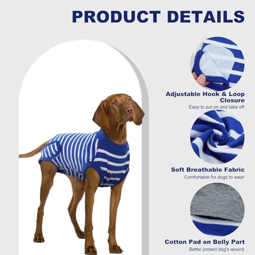 Image of IDOMIK Dog Recovery Suit for Neuter Spay,Anti-Licking Dog Surgical Bodysuit | Soft Dog Recovery Onesie Protects Abdominal Wounds, Easy to Wear, Easy Potty Breaks, E-Collar Cone Alternative,Stripes,S