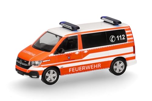Herpa Modellauto VW T6.1 MTW Feuerwehr Ransbach-Baumbach, Miniatur im Maßstab 1:87, Sammlerstück, Made in Germany, Modell aus Kunststoff