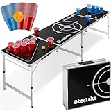 tectake® Bierpong Tisch, Beer Pong Tisch, inkl. 100 Becher (50 rot & 50 blau...