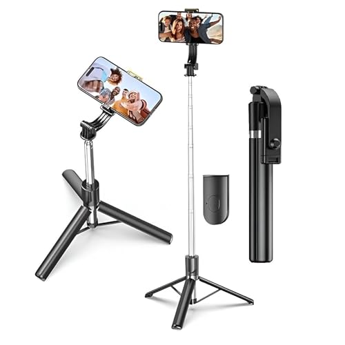 Image of Like Star R1-L Tripod Selfie Stick, 67 Inch Long Bluetooth Extendable with Bluetooth Remote & Stable Base Multifunctional Design for Selfies, Vlogging, Photo Shoots & Makeup Black