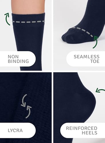 Image of Women's Bamboo Dress Socks, Crew for Business Trouser Casual, Soft, Thin & Seamless, Size 6-9 /9-12 (3, 4 or 5 Pairs)