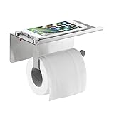 Bosszi New Concise Style Self Adhesive Wall Mount Paper Tissue,SUS304 Stainless Steel Toilet Paper Towel Holder Mobile Phone/Soap Storage Shelf,Brushed