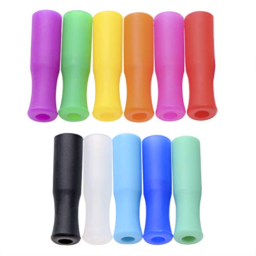 Mini Skater 11Pcs Multi Color Food Grade Silicone Straw Tips Covers Anti-scald/Cold Straws Cover for 1/4 Inch Wide (6MM OD) Stainless Steel Straws,11 Colors