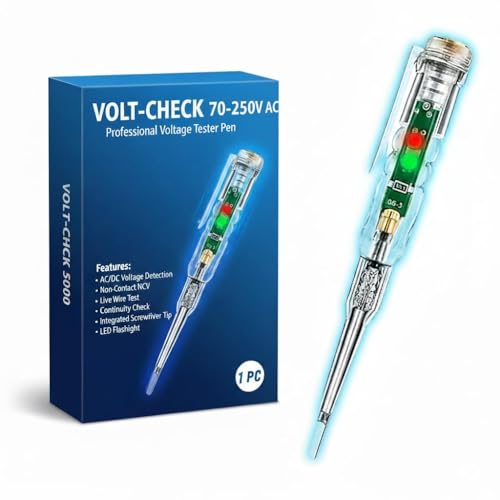 Image of Check Current Pen 70-250V AC Voltage Non-Contact Power Detector Pen Line Fault Plug Tester Electrical Circuit for Wiring Issues LED Indicator Built Screwdriver for Professionals & Home User (1PC)