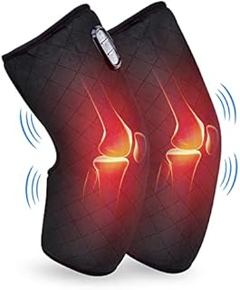 COMFIER Heated Knee Brace Wrap with Massage,Vibration Knee Massager with Heating Pad for Knee, Leg Massager, Heated Knee Pad for Stress Relief (Large Size-Black)