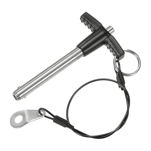 M METERXITY T Handle Lock Pin, 5/16" [8mm] Dia., 1-31/32 [50mm] Usage Length Push-Button Quick Release Locking Pins W Lanyard Cable for Speaker/Aviation/Gym/Machine [304 Stainless Steel]