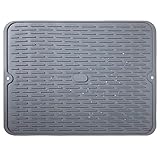 Alfombrilla Escurreplatos de Silicona Resistente al Calor Esteras de Secado de Platos Antideslizante Tapete de Escurridor para Encimera Cocina 40 x 30 cm Gris