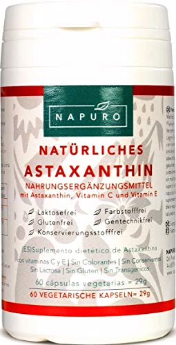 Preisvergleich Produktbild NAPURO Astaxanthin Kapseln, Vegetarisch mit schwedischem Haematococcus Pluvialis 84mg