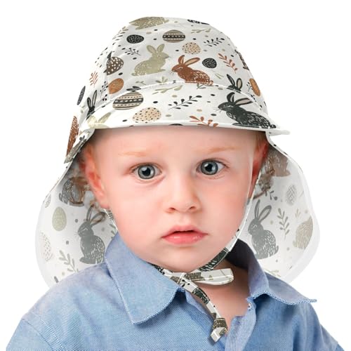 Retro Easter Bunnies Toddler Sunhat Boy Summer Hat Girl Sun Protection Neck Flap Traveling Camping2