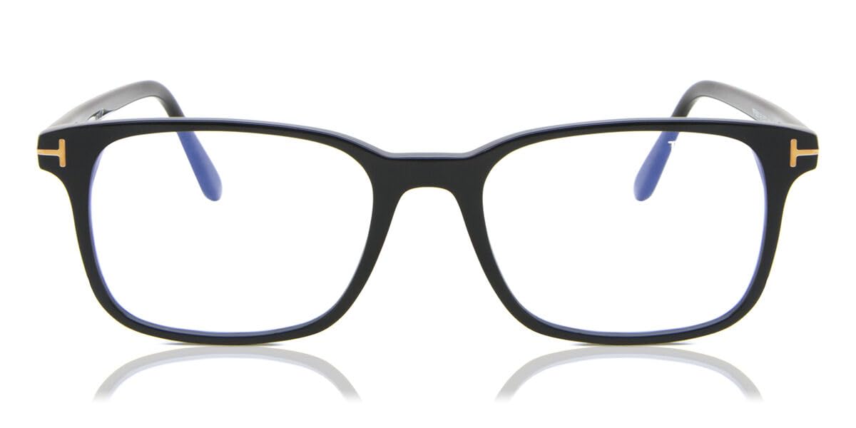 FT 5831-B BLUE BLOCK Shiny Black 53/18/145 men eyewear frames, Shiny Black, "T" Logo / Blue Block Lenses, 53/18/145