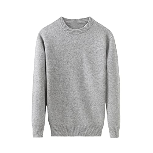 Pull cachemire homme épais col rond gris XL contre le froid d'hiver