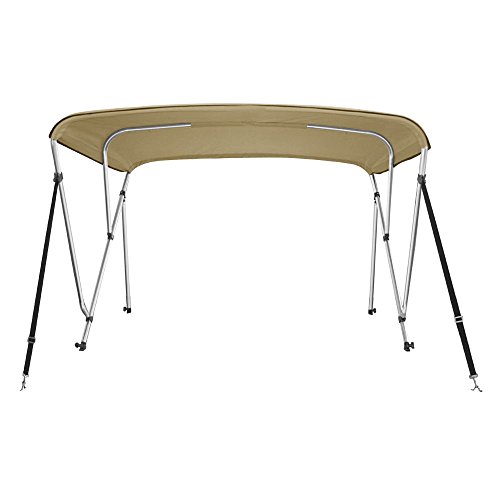 Marine And Rv Direct Bimini Tops For Boat Cover 3 Bow 6 Ft. Long With Frame Canvas Hardware Kit And Boot 46" H X 73"-78" W 6' Long, Beige #TOP4
