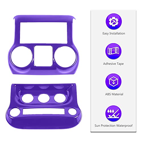 Sqqp Purple Center Console Dashboard Panel & Air Conditioning Switch Panel Cover Kit For 2011-2017 Jeep Wrangler Jk Jku Sahara Rubicon Sport #TOP2