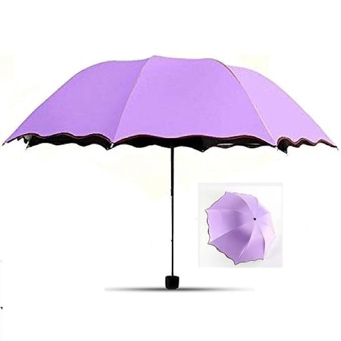 Image of Magic Umbrella Windproof and Rainproof Umbrella with Bloom After Rain Pattern 3 Fold Anti UV Protection Folding Umbrella for Rain, Sun 2 Persons Adult Kids & Women