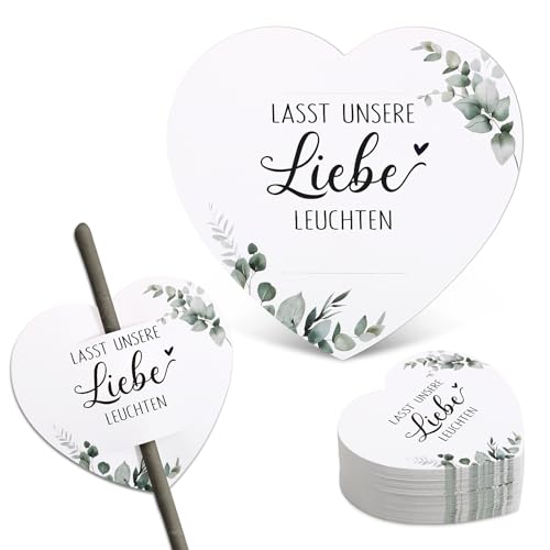 UNISUNSG 100pcs Wunderkerzen Etiketten Hochzeit Wunderkerzen Karten Halter Hochzeit Gastgeschenke Hochzeit Party Deko