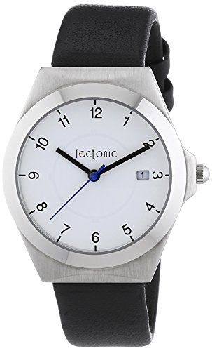 Montre mixte Tectonic quartz élégante avec bracelet en cuir noir 41-6103-14