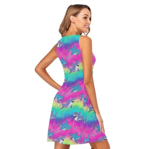 Image of ALAZA Women's Summer Dress Sun Dress Sleeveless with Pockets