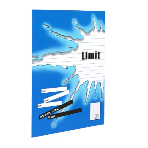 Limit Schulheft 10er Pack A4 Lineatur 22 - kariert 16 Blatt ohne Rand rot & Schulheft 10er Pack A4 Lineatur 21 - liniert ohne Rand 16 Blatt blau
