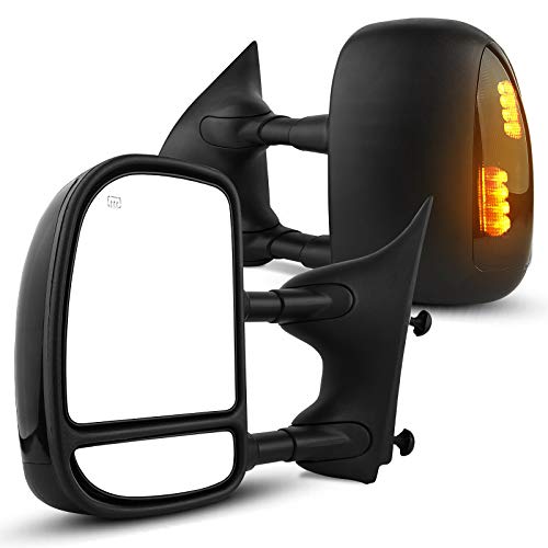 YITAMOTOR Tow Mirrors Compatible with 1999-2007 Ford F250 F350 F450 F550 Super Duty, 2001-2005 Ford Excursion Power Heated LED Signal Light Pair Set