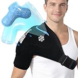 ComfiTECH Dual-Gel Shoulder Ice Pack Wrap with 30-Min Cooling for Muscle Comfort, Adjustable Rotator Cuff Shoulder Brace for Surgery Recovery, Flexible Cold Compression Sleeve for Baseball & Tennis, L