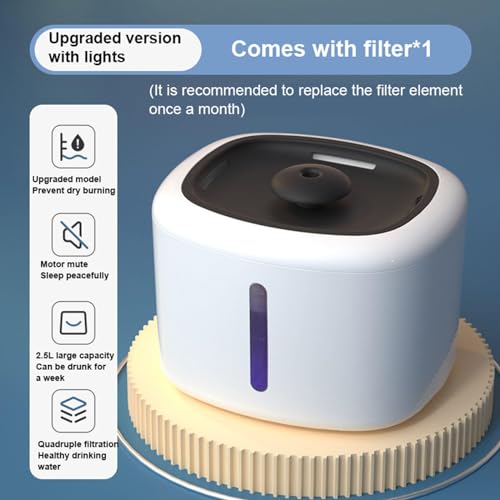 Fuente de agua para gato interior 2.5L ultrassilenciosa miniatura 2