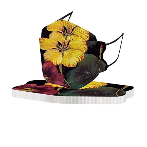 hhsbeauty 10/50 Stück Erwachsene Mundschutz 5 Lagige Schutz mit Motiv,Bunt Blumen Druck Bandana Mund Nasenschutz Staubdicht Mund-Nasen Bedeckung Atmungsaktiv für Damen Herren (9.5cm×17.5cm, #02, 10) Cover