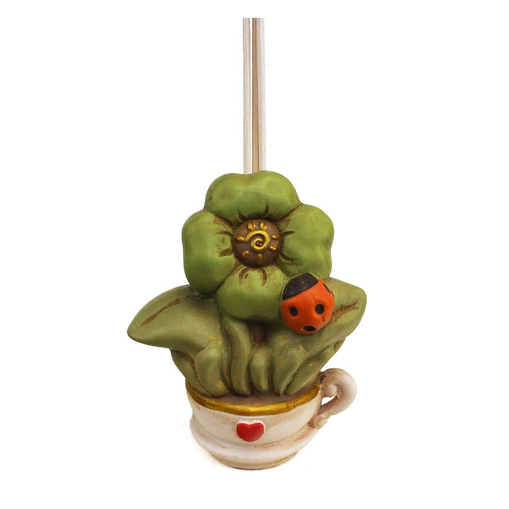 DLM-A111 kit 6 Bomboniere profumatore in vetro e porcellana girasole tulipano e quadrifoglio con coccinella portafortuna completi di scatole regalo e profumo