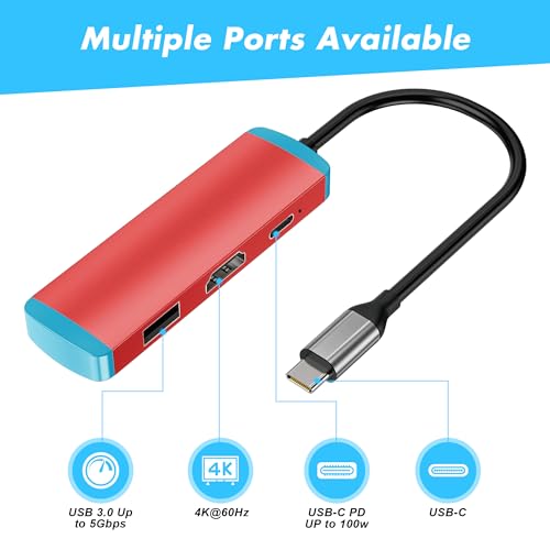 Runtogol Usb C To Hdmi Adapter For Switch And Switch Oled,Replacement For Official Switch Dock,Switch Docking Station With 4K@60Hz Hdmi Port/Type C Port/Usb 3.0 Port thumb #2