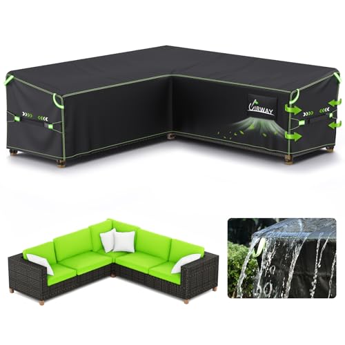 UIRWAY V-Shape Outdoor Sectional Sofa Cover Waterproof with Air Vent, 90