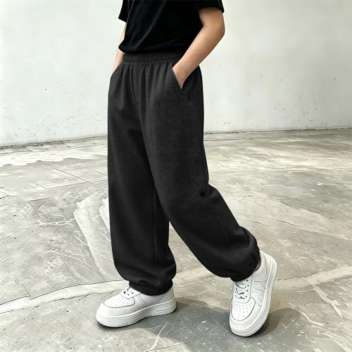 Boys Baggy Sweatpants Casual Straight Leg High Waist Elastic Jogger Pants - image 4