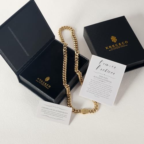KRKC&CO Promise Necklace for Him, Anniversary Birthday Gift for Bf Husband from Wife, Gold Silver Black Cuban Link Chain for Men, 8mm 22in, 316l Stainless Steel Hip Hop Jewelrys to My Man2