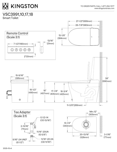 Inodoro inteligente Kingston VSC39910, Blanco/Negro Mate miniatura 5