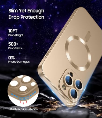 Image of DIZORO Magnetic Case for iPhone 12 Pro Max Cover [Compatible with MagSafe][Built-in Camera Lens Protector] Slim Soft Silicone Bumper Shockproof Metallic Luster Back Cover Phone Cases (Desert)