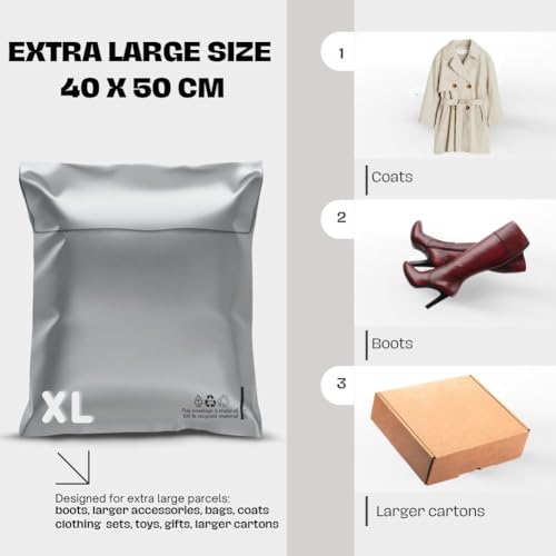 RAGO® Versandtaschen Plastik Warensendung M-10 Stück L-10 Stück XL-10 Stück I Versandbeutel Selbstklebend und Blickdicht I Plastiktüten Verschließbar I Ideal für Vinted