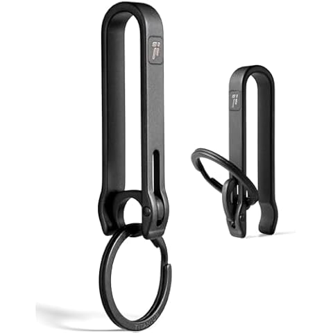 FEGVE Titanium Key Belt Clip Keychain Clip for Men, Belt Loop Key Ring Chain Holder Key Hook for Pants Purse-(black/1pcs) Cover